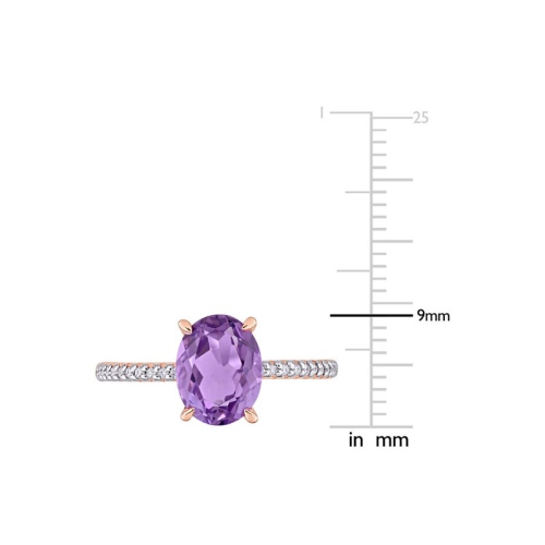 2.00 Carat Oval Amethyst Ring in 14K Rose Pink Gold