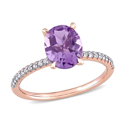 2.00 Carat Oval Amethyst Ring in 14K Rose Pink Gold