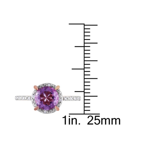 1.30 Carat Amethyst Halo Ring 10K Rose Pink Gold