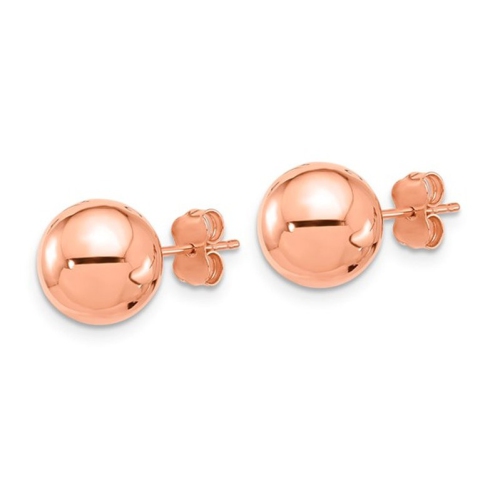 Gold Button Ball 10mm Stud Earrings in 14K Rose PInk Gold