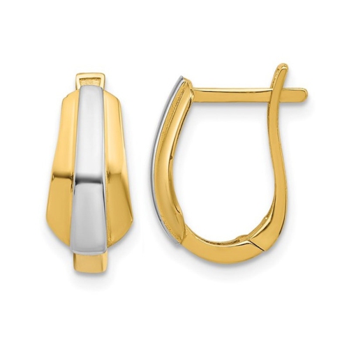 GEM AND HARMONY  14K Gold Polished Hinged Hoop Earrings In Yellow