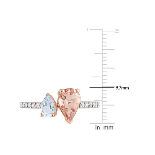 1.54 Carat Morganite & Aquamarine Ring in 14K Rose Gold