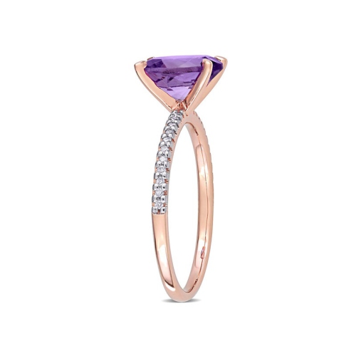 2.00 Carat Oval Amethyst Ring in 14K Rose Pink Gold