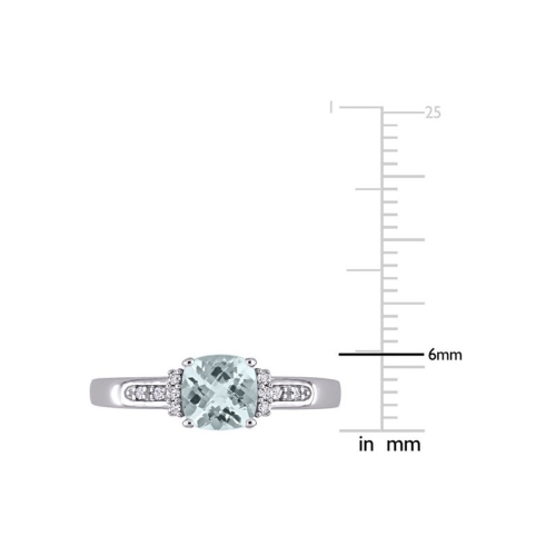 4/5 Carat Light Aquamarine Cushion-Cut Ring in 10K White Gold