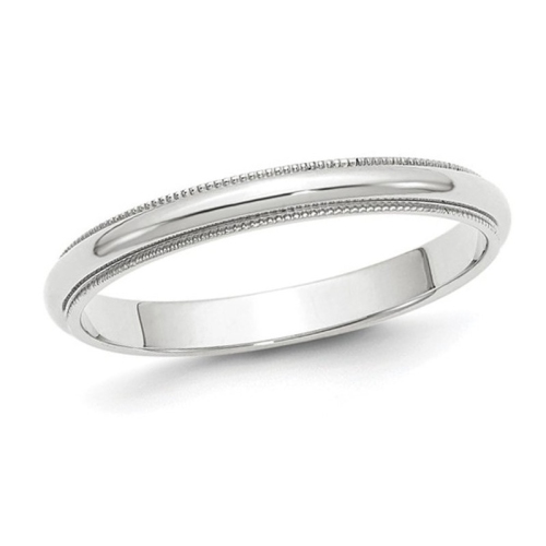 GEM AND HARMONY  Ladies 3.00MM Milgrain Wedding Band Ring In 14K Gold In White