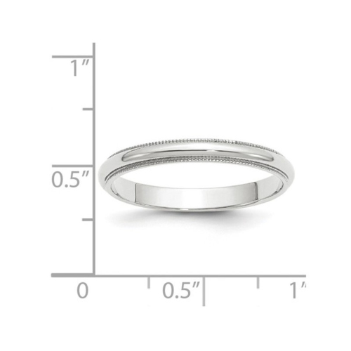 Ladies 3.00mm Milgrain Wedding Band Ring in 14K White Gold