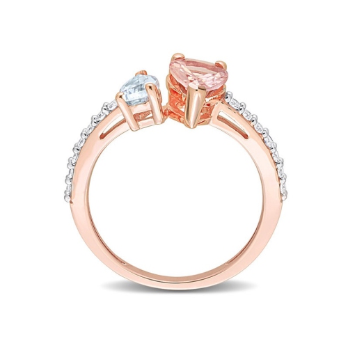 Bague en or rose 14 ct avec morganite et aigue-marine 1.54&nbsp;carat