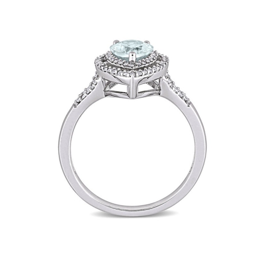 1.20 Carat Ultra-Light Aquamarine Drop Ring in 14K White Gold with Diamonds