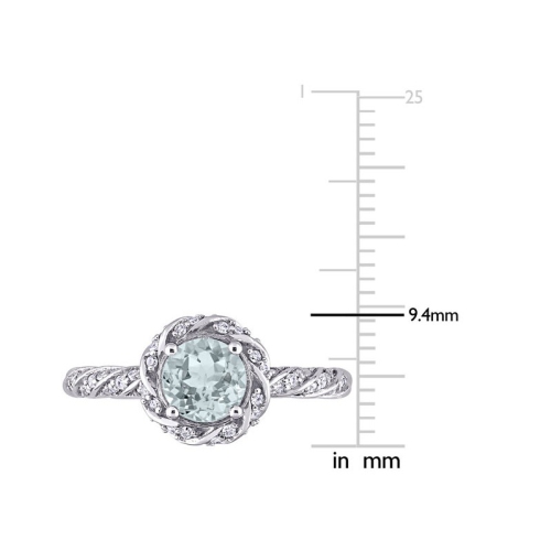3/4 Carat Ultra-Light Aquamarine Ring in 14K White Gold with Diamonds