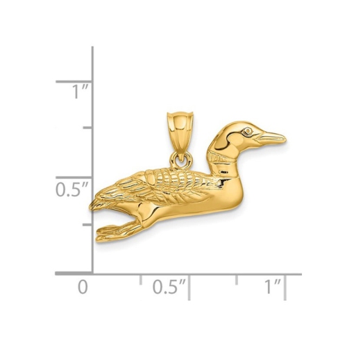 14K Yellow Gold Polished Wild Duck Charm Pendant (NO CHAIN
