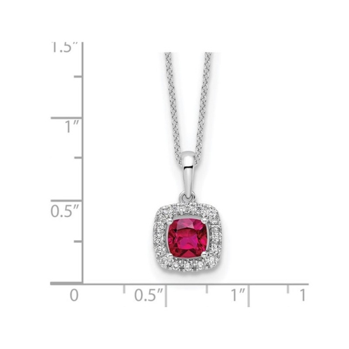 1.17 Carat Lab-Created Ruby Pendant Necklace 10K White Gold with Lab-Grown Diamonds