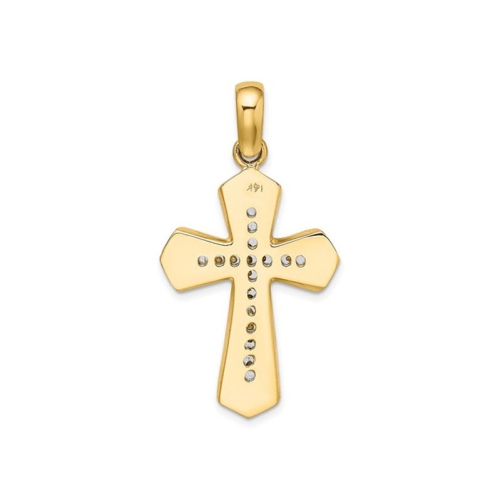 14K Yellow and White Polished Cross Pendant