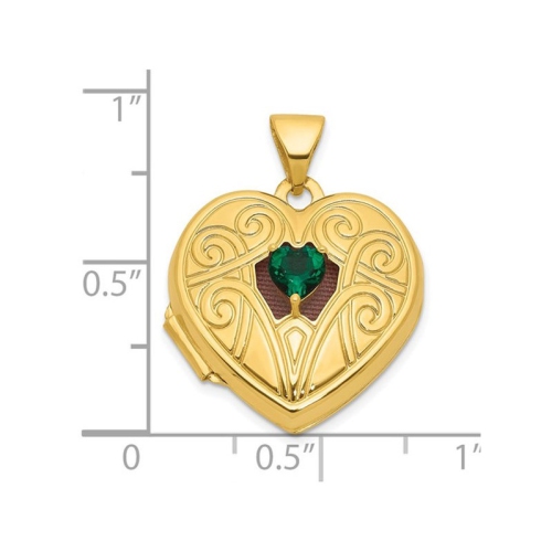 1/5 Carat Lab-Created Emerald Heart Pendant Necklace in 10K Yellow Gold with Chain