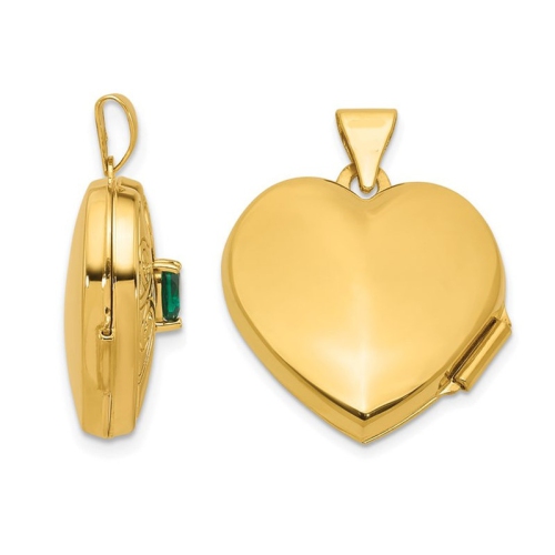 1/5 Carat Lab-Created Emerald Heart Pendant Necklace in 10K Yellow Gold with Chain