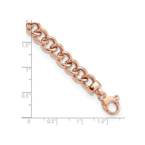 14K Rose Pink Gold Fancy Link Bracelet 7.50 Inches