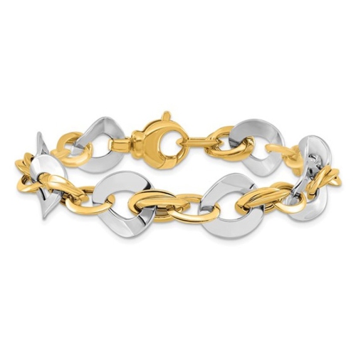Image 1 of 5.. 14K Yellow and White Gold Two-tone Polished Link Bracelet
