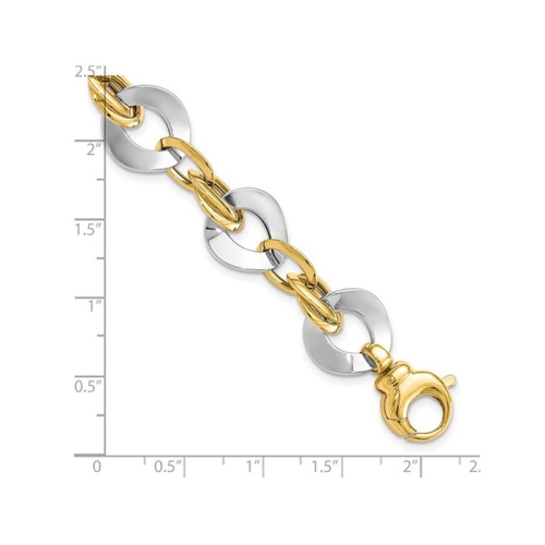Bracelet à mailles poli deux tons en or jaune et blanc 14 ct