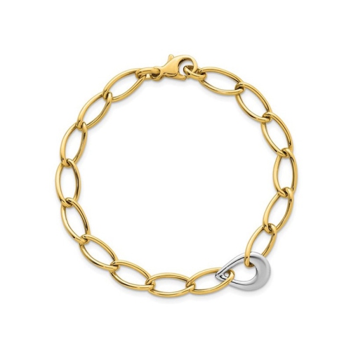 Ladies 14K Yellow and White Gold Curb Link Bracelet