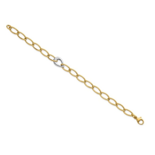 Ladies 14K Yellow and White Gold Curb Link Bracelet