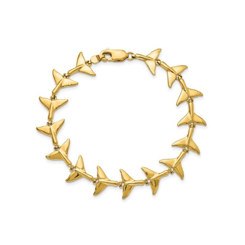 Image 1 of 4.. Ladies 14K Yellow Gold Whlae Tail Link Bracelet