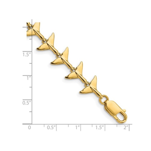 Ladies 14K Yellow Gold Whlae Tail Link Bracelet