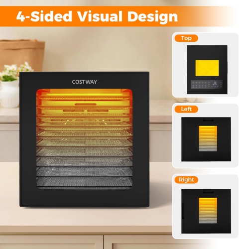 Costway 10 Stainless Steel Trays Dryer with 10 Presets 48H Timer Accessories Included