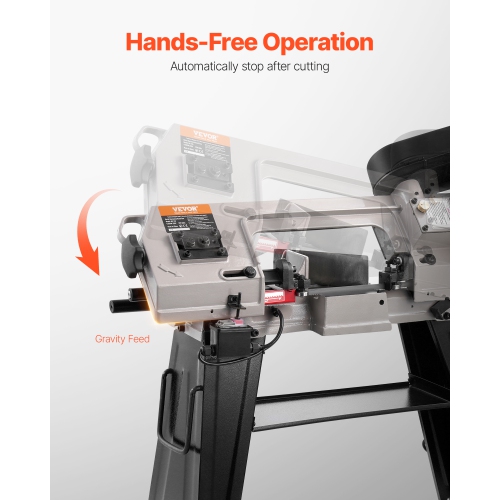 VEVOR 4 in x 6 in Metal Horizontal Band Saw, Rectangular, 110V Metal Vertical Cutting Bandsaw with 550W Motor, 0-45° Angle Adjustment, Variable