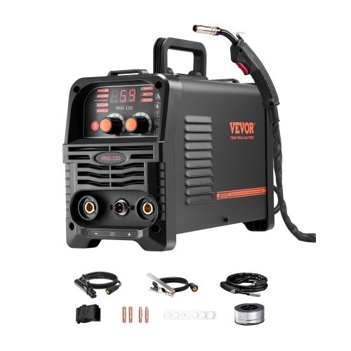 VEVOR  130Amp Synergic Mig Welding Machine, 3-In-1 Flux Core Mig/stick/lift Tig Multi-Process Welder Machine, 110V Mig Welder \w Igbt Inverter