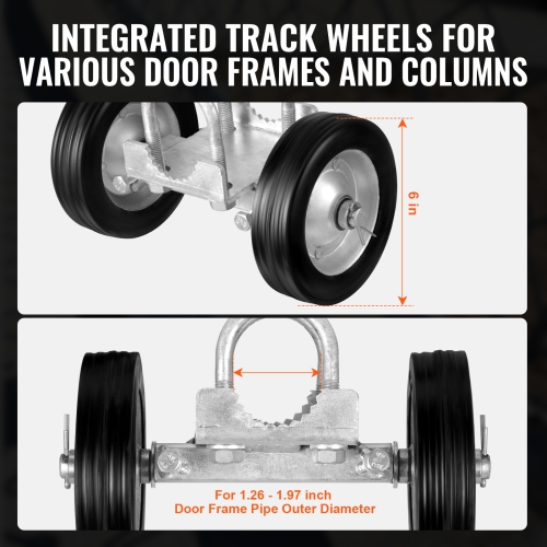 VEVOR 6” Sliding Gate Kit, Rolling Gate Hardware Kit, Universal Adjustable Sliding Gate Rollers Track Wheels, Duty Sliding Gate Guide Roller for