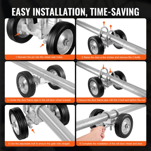 VEVOR 6” Sliding Gate Kit, Rolling Gate Hardware Kit, Universal Adjustable Sliding Gate Rollers Track Wheels, Duty Sliding Gate Guide Roller for