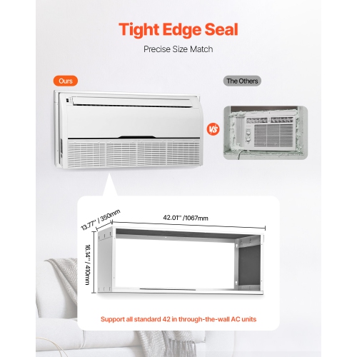 VEVOR 42 in Air Conditioner Wall Sleeve, Through the Wall Air Conditioner Sleeve, Wall Sleeve, Compatible with Most Brands of Through the Wall AC,