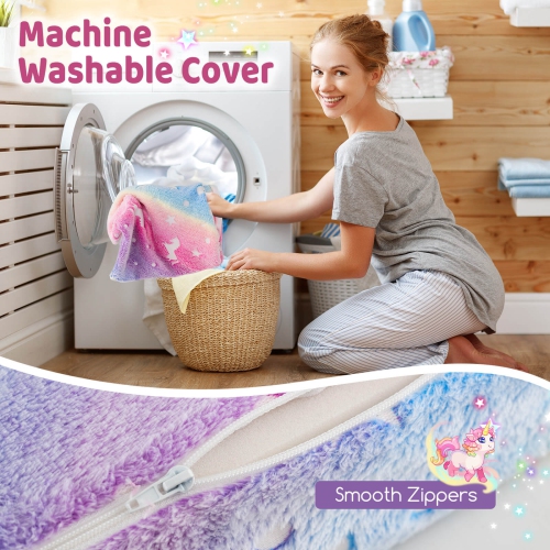 Costway Kids Folding Sofa Bed Floor Mattress with Throw Pillow & Machine Washable Cover Gray/Multicolor