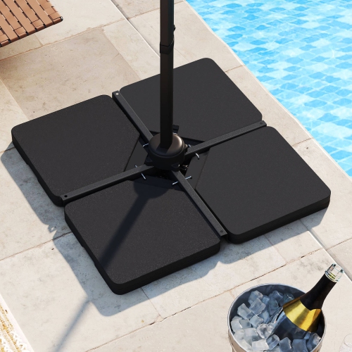 Costway Offset Umbrella Base with 4 Square HDPE Plate & 4 Connection Metal Hooks for Patio