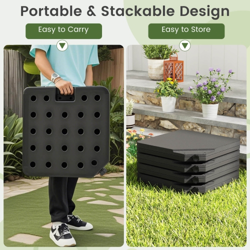 Costway Offset Umbrella Base with 4 Square HDPE Plate & 4 Connection Metal Hooks for Patio