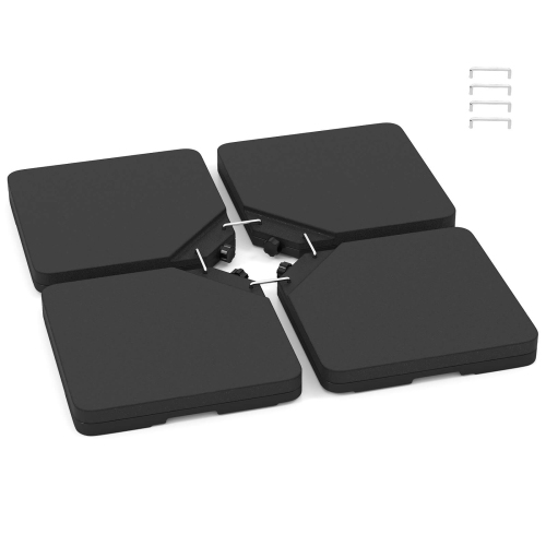 Costway Offset Umbrella Base with 4 Square HDPE Plate & 4 Connection Metal Hooks for Patio