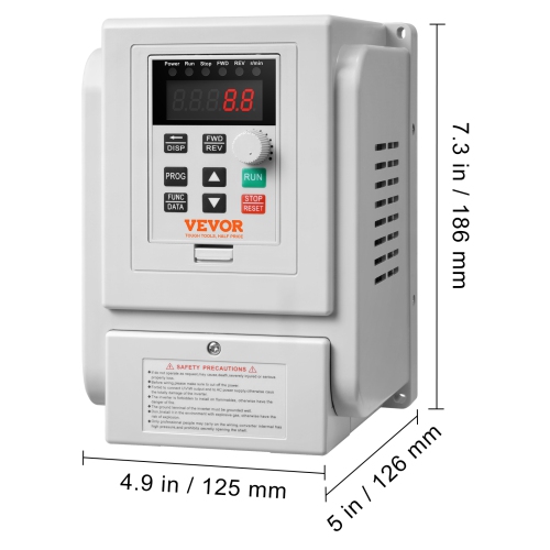 VEVOR 3HP VFD, 2.2KW, 10A, 1 Phase 220V-240V Input to 3 Phase 220V-240V Output Variable Frequency Drive, 0-400Hz VFD for AC Motor Speed Control