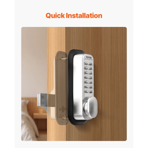 VEVOR Mechanical Keyless Entry Door Lock, 14 Key Mechanical Door Lock, Mechanical Keypad Door Lock with Adjustable Thumb Knob, Single-Side Zinc Alloy