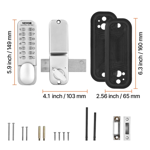 VEVOR Mechanical Keyless Entry Door Lock, 14 Key Mechanical Door Lock, Mechanical Keypad Door Lock with Adjustable Thumb Knob, Single-Side Zinc Alloy