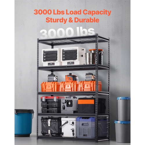 VEVOR 20"D x 48"W x 72"H Storage Shelves, 3000 lbs, 5 Tier Heavy Duty Garage Shelving, Adjustable Metal Shelves for Industrial Shelving Unit Utility