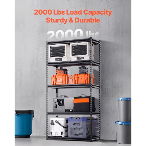 VEVOR 16"D x 36"W x 72"H Storage Shelves, 2000 lbs, 5 Tier Heavy Duty Garage Shelving, Adjustable Metal Shelves for Industrial Shelving Unit Utility