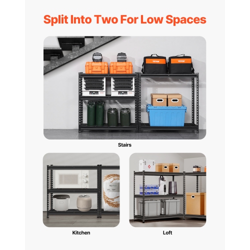 VEVOR 16"D x 36"W x 72"H Storage Shelves, 2000 lbs, 5 Tier Heavy Duty Garage Shelving, Adjustable Metal Shelves for Industrial Shelving Unit Utility