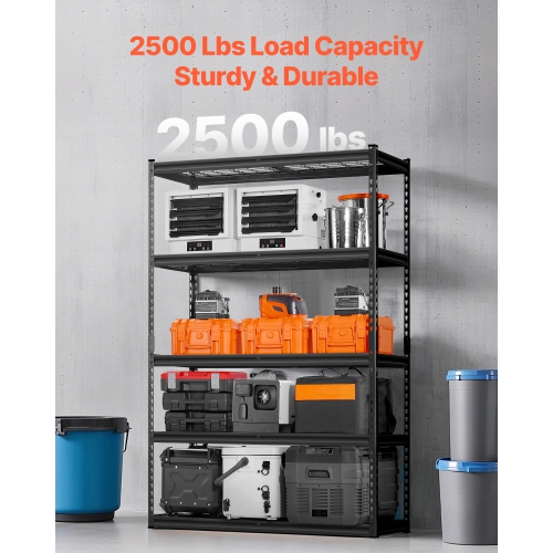 VEVOR 18"D x 48"W x 72"H Storage Shelves, 2500 lbs, 5 Tier Heavy Duty Garage Shelving, Adjustable Metal Shelves for Industrial Shelving Unit Utility