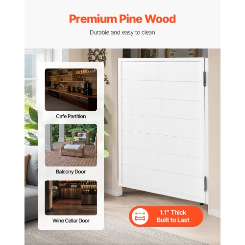 VEVOR 32"W x 42"H Double Saloon Doors, Swinging Cafe Interior Doors, Square Design Premium Pine Wood, with Hinges & Hardware Kit, Easy to Install,