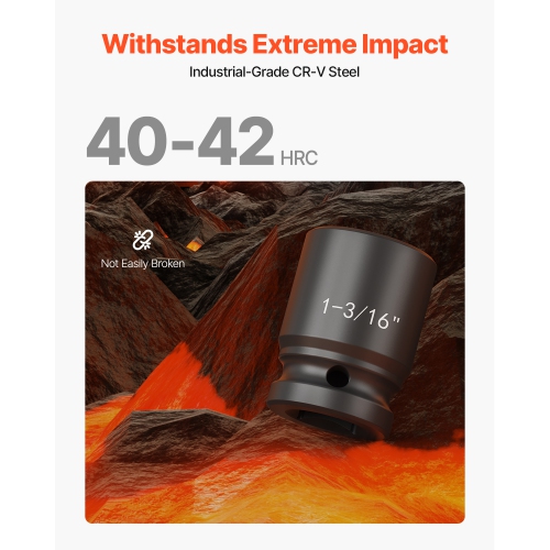 VEVOR 3/4 in Drive Impact Socket Set, 27 Pieces SAE 7/8 in to 2 in and Metric 22 mm to 50 mm, 6 Point Cr-V Alloy Steel, Includes Extension Bars,