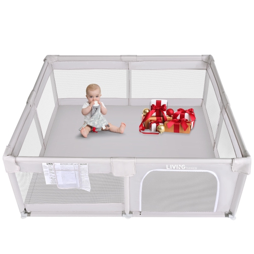 73"x61" Extra Large Baby Playpen, Kids Activity Safety Center with Zip Door and Breathable Mesh ,Sturdy Play Yard for Babies and Toddlers