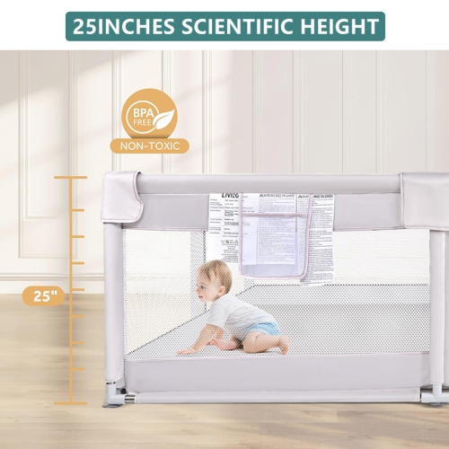 73"x61" Extra Large Baby Playpen, Kids Activity Safety Center with Zip Door and Breathable Mesh ,Sturdy Play Yard for Babies and Toddlers