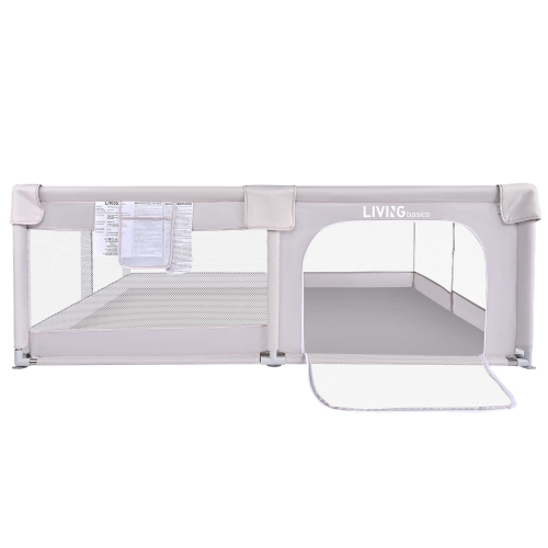 73"x61" Extra Large Baby Playpen, Kids Activity Safety Center with Zip Door and Breathable Mesh ,Sturdy Play Yard for Babies and Toddlers