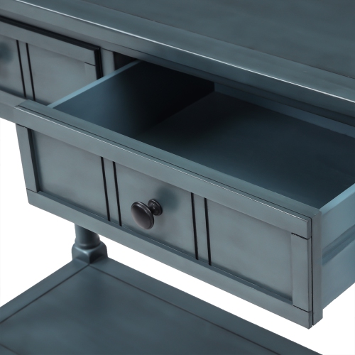 Console de style traditionnel avec deux tiroirs et tablette inférieure Kepooman - Bleu marine