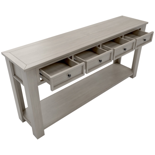 Table console/sofa Kepooman avec tiroirs de rangement et tablette inférieure pour entrée - Gris