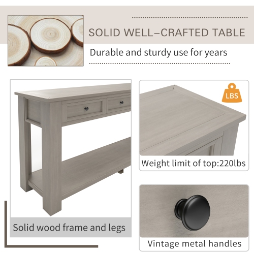 Table console/sofa Kepooman avec tiroirs de rangement et tablette inférieure pour entrée - Gris